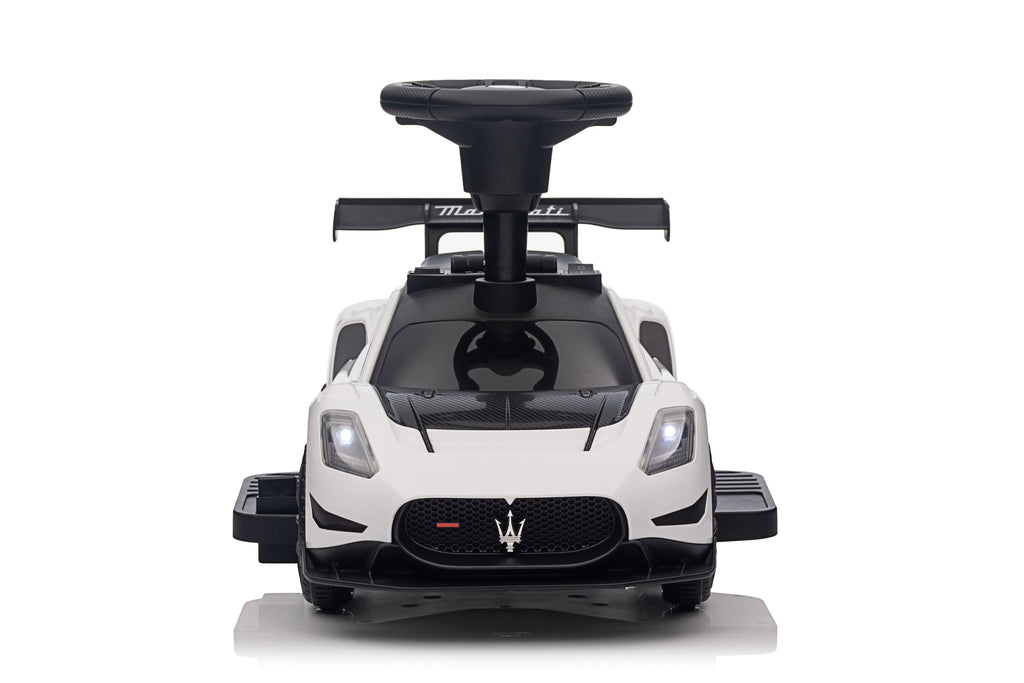 Maserati MC20 GT2 Licensed Ride on Car White Yellow Ride on Push Car 2 in 1 Kid Ride on Push Car Stroller Sliding Ride on Car with Horn Music Light Function Secure Bar Ride on Toy for Boy Girl Toddlers 1-3 Years Old