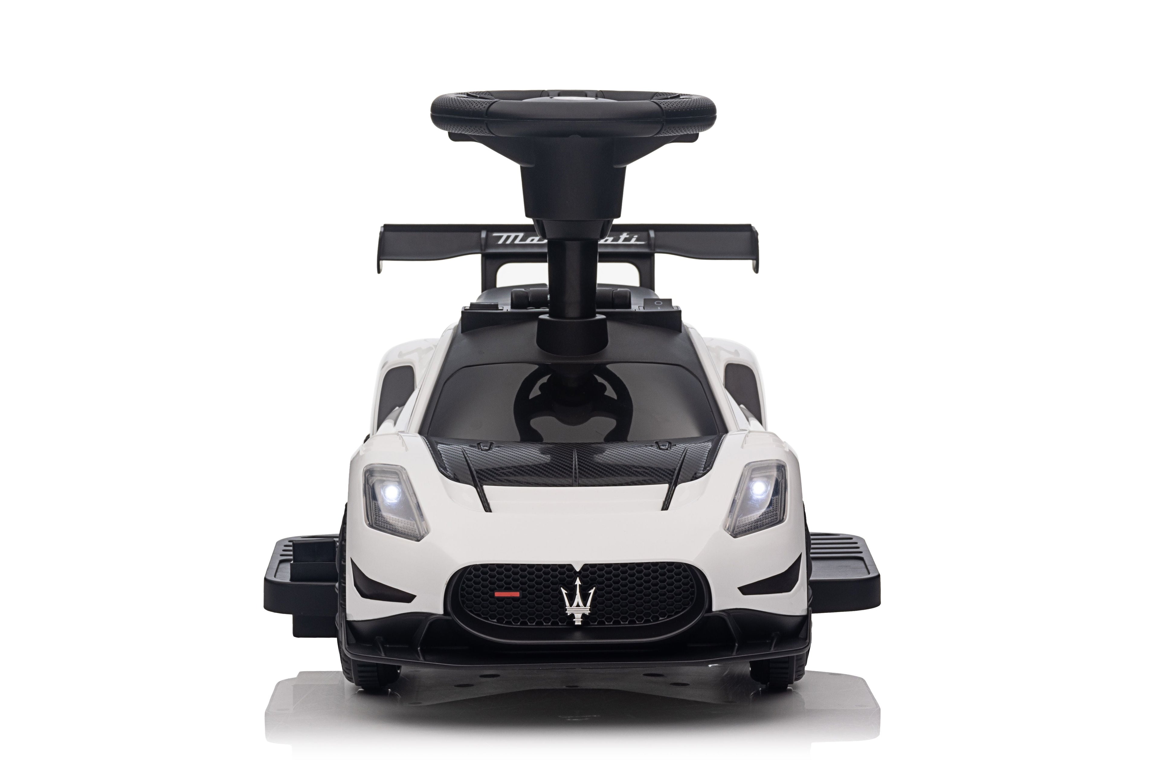 Maserati MC20 GT2 Licensed Ride on Car White Yellow Ride on Push Car 2 in 1 Kid Ride on Push Car Stroller Sliding Ride on Car with Horn Music Light Function Secure Bar Ride on Toy for Boy Girl Toddlers 1-3 Years Old