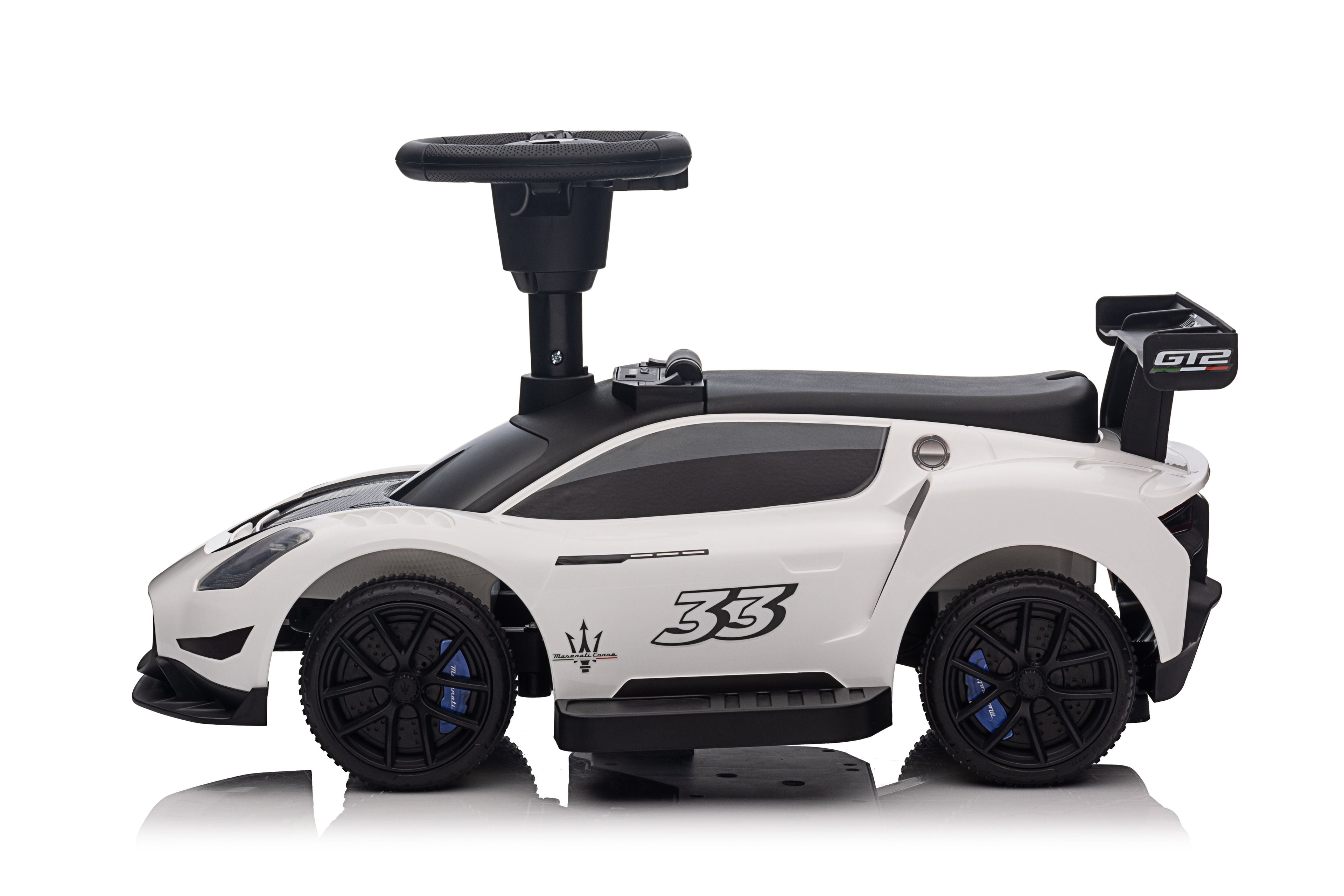 Maserati MC20 GT2 Licensed Ride on Car White Yellow Ride on Push Car 2 in 1 Kid Ride on Push Car Stroller Sliding Ride on Car with Horn Music Light Function Secure Bar Ride on Toy for Boy Girl Toddlers 1-3 Years Old