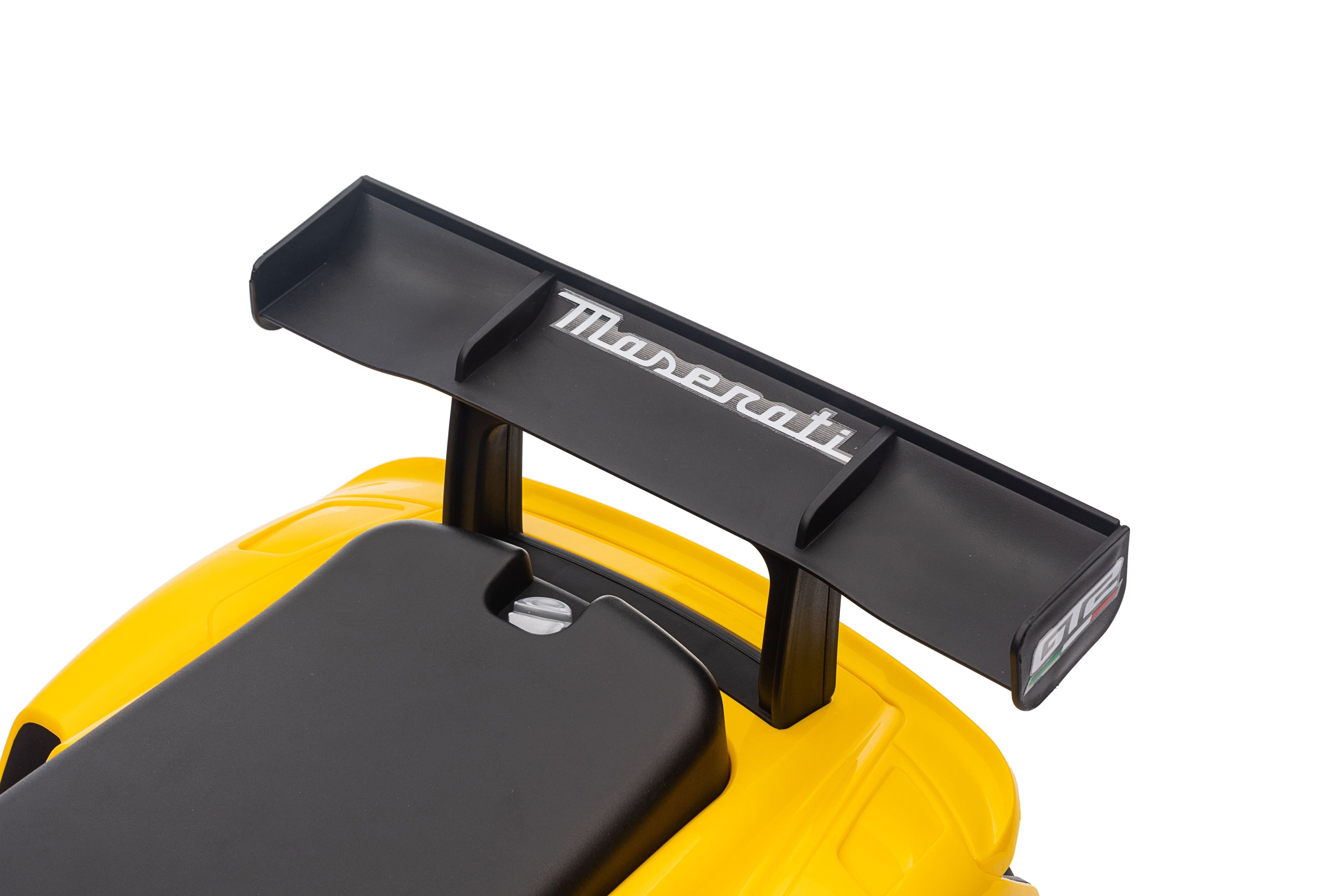 Maserati MC20 GT2 Licensed Ride on Car White Yellow Ride on Push Car 2 in 1 Kid Ride on Push Car Stroller Sliding Ride on Car with Horn Music Light Function Secure Bar Ride on Toy for Boy Girl Toddlers 1-3 Years Old