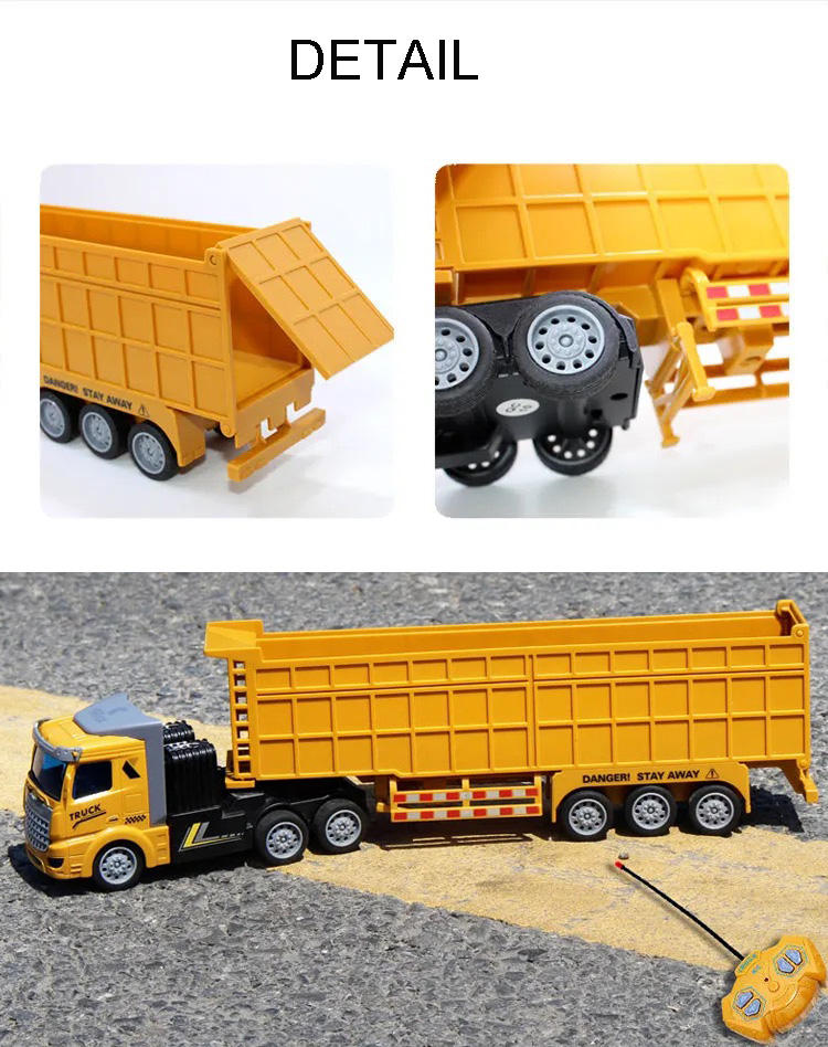 1：48 Scale four function light remote control dump engineering trailer Ride on Truck